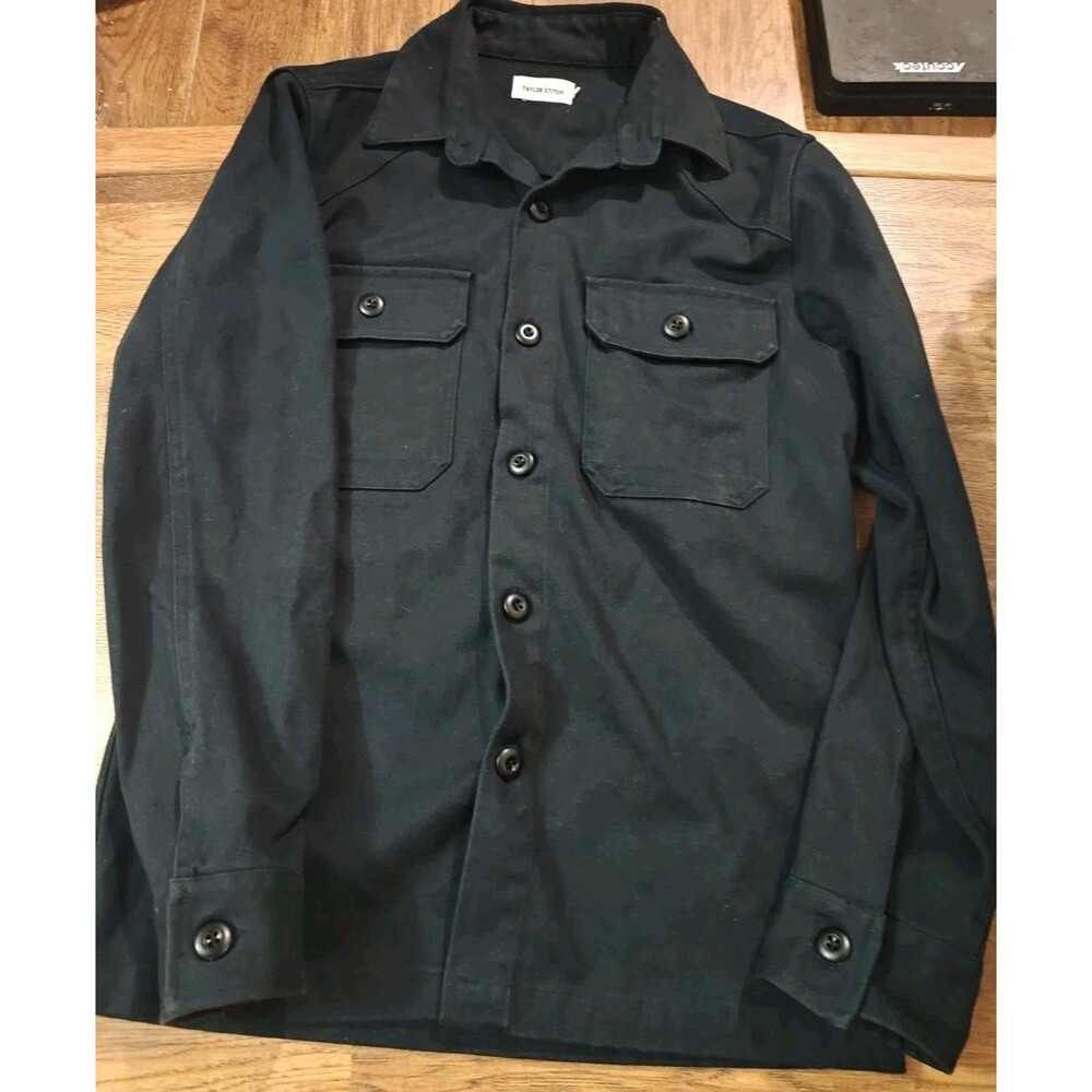 Taylor Stitch The Shop Shirt Coal Chipped Canvas Duck Boss Size 38 Long Sleeve